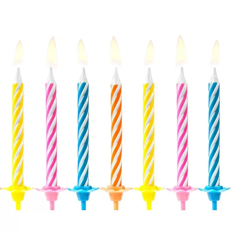 Multicolored Cake Candles - 10